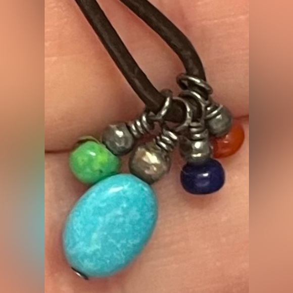 925 leather dangling pierced earrings w/faux stones jewelry - Picture 14 of 16